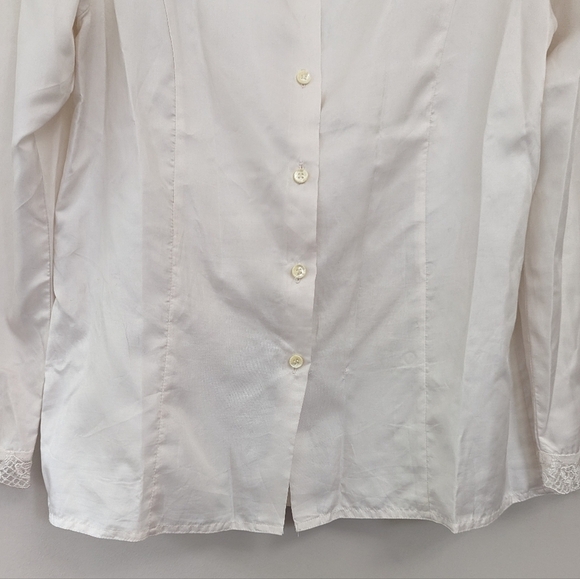 Vintage Victorian Revival Satin Embroidery Bib Collar Top Cottagecore - Picture 11 of 12